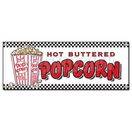 Signmission POPCORN BANNER SIGN stand cart concession signs kettle corn hot buttered B-Popcorn